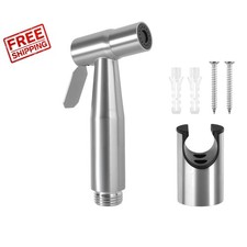 Stainless Steel Brushed Nickel Bidet Sprayer with Shattaf Adapter and Hose