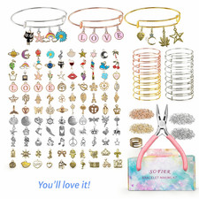 542pcs DIY Bangle Bracelet Making Kit with Charms Pliers Jewelry Craft Gift