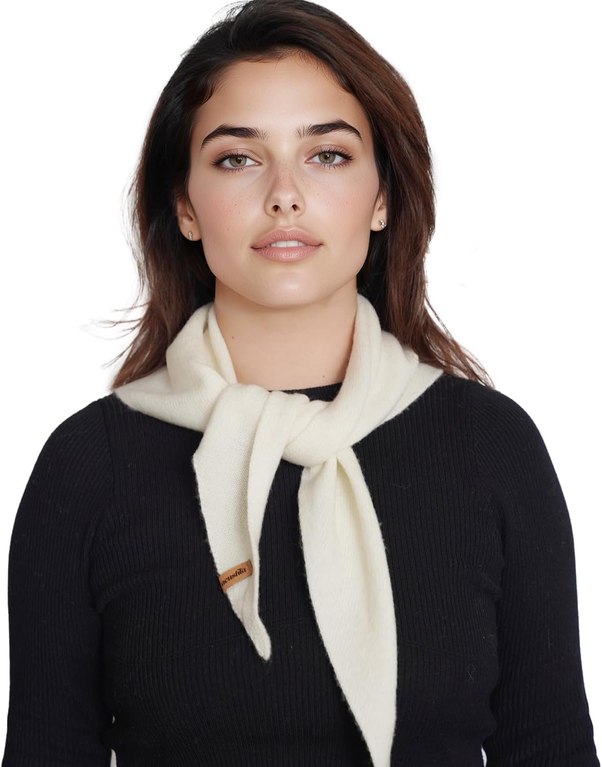 100% Merino Wool Triangle Scarf for Women Winter Neck Gaiter Warmer Knit Hooded
