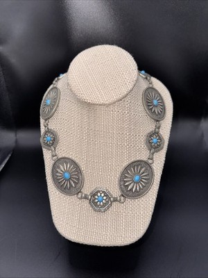 Vintage Southwestern Concho Belt 32  + 9  Extender Turquoise 225g Western