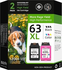 63XL Ink Cartridges Black and Color Compatible for HP 63XL Ink Cartridge Combo P