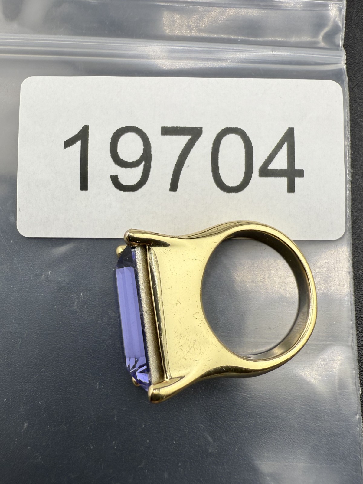 Vintage Statement Ring Blue Rhinestone Chunky Gol… - image 10