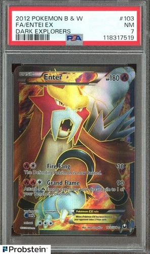 2012 Pokemon B & W Dark Explorers #103 FA Entei EX PSA 7 NM