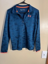 Youth Under Armour Heat Gear Loose Fit Teal Quarter Zip Size XL
