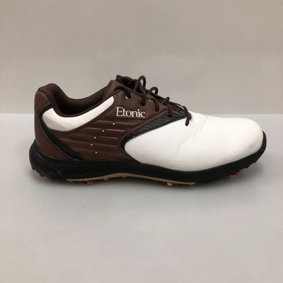 Etonic Shoes Mens Size 11.5 White Brown Leather Golf Spiked Sneakers EG500WBR