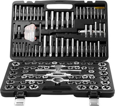 Tap and Die Set, 116-Piece Include Metric and SAE Size, Bearing Steel Taps and D