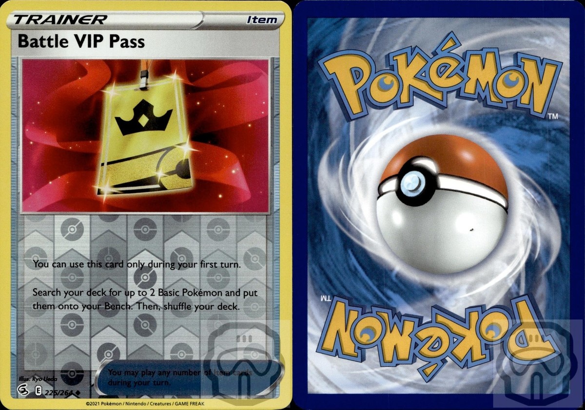 Battle VIP Pass 225/264 UC Fusion Strike Pokemon Reverse Holo NM/M