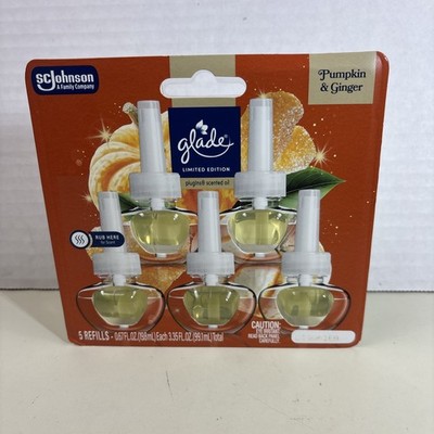 Pumpkin & Ginger Scented GLADE PLUGINS REFILLS Air Freshener Oils 5 Pack NEW
