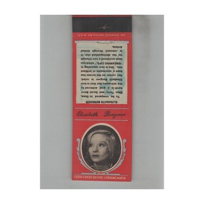 Matchbook Cover - 1930s Movie Star Elisabeth Bergner Red