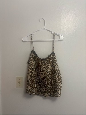 Moa Moa Leopard Print Lace-Trim Tank   NWT Women s Size Large