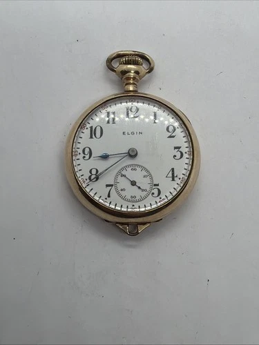 Elgin O Size 14K Gold Filled 20Yr Antique Pocket Watch For Repair Good Balance