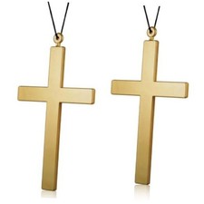 Halloween Large Cross Necklace Gold Nun Priest Costume Bulk 2