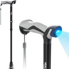 Walking Cane with LED Light, Folding Canes for Men Women with Shock Absorpt...