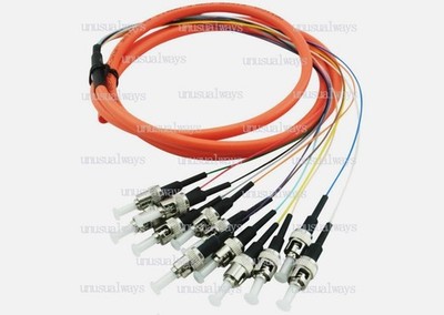 12 Fibers 1.5 Meter ST UPC OM1 62.5/125 Multi Mode Bundles Optical Fiber Pigtail