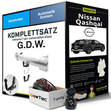 Für NISSAN Qashqai II Typ J11 Anhängerkupplung abnehmbar +eSatz 7pol uni 18- AHK