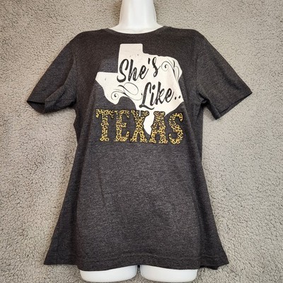  She s Like Texas  Medium Tee T-Shirt Super Soft By Bella + Canvas Leopard CUTE!