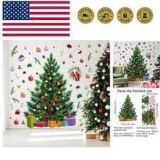 55.12 x41.34 Inch Large Christmas Tree Wall Decals DIY Watercolor Decal Remov...