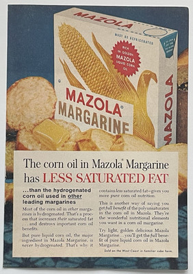 Original Vintage Print Ad Mazola Margarine Rich In Golden Mazola Liquid Corn Oil