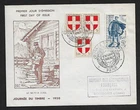 FRANCE PARIS TO SOISSONS SAVOIE ARMS PAIR ON RURAL POSTMAN FIRST DAY COVER 1950