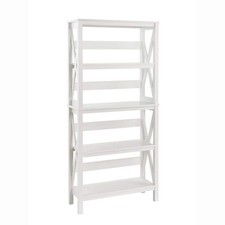 X-Frame 5-Tier 63.4 in. Hx30 in. W 11.8 in. D Laminated Wood Bookshelf Shelving