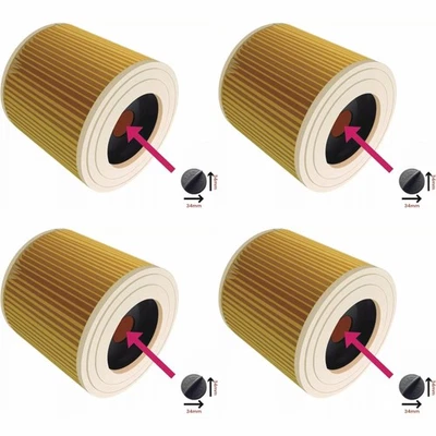 M&M SMARTEK® 4 x Patronen Filter für Kärcher 4002 WD 2.200, WD 3.200, WD 3.300 M 6.414-552.0