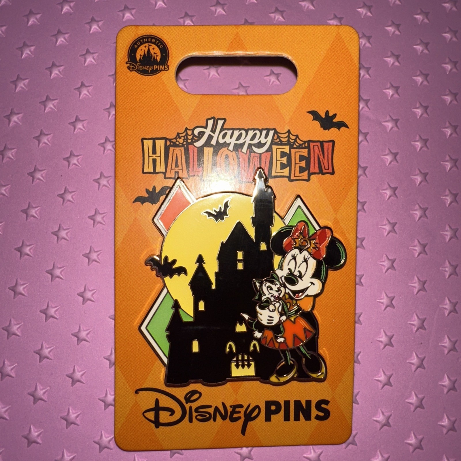 Disney Parks Minnie Mouse and Figaro Glow-in-the-Dark ''Happy Halloween'' Pin