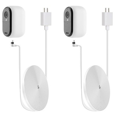 2 Pack 20ft White Outdoor Flat Power Cable for Arlo Essential Security Camera 2n