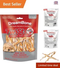Dog Chews Twist Sticks Real Chicken Rawhide-Free Treats For Training 50 Count
