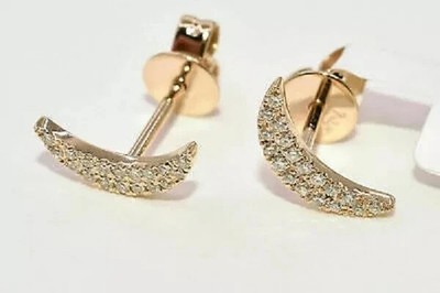 Wedding Moon Style Stud Earring 14k Rose Gold Finish 2Ct Lab Created Diamond