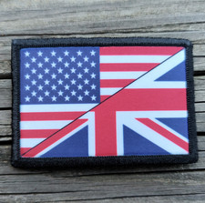 British American Flag Morale Patch Hook and Loop Britain USA UK United Kingdom