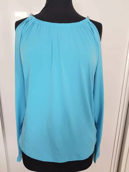 MICHAEL KORS M blusa top azul turquesa claro cadena nuevo sin etiqueta