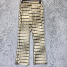 Urban Outfitters Pants Womens Small Yellow Plaid Pull On Stretch Retro 70s Style