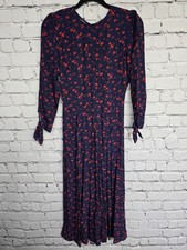 Reformation Zelda Midi Dress Womens 4 Blue Red Floral High Slit Sustainable Boho