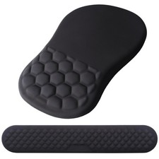 Mouse Pad Wrist Support, Laokiiy 2 in1 Keyboard Rest Medium, Black
