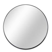 Qualler 16" Round Metal Frame Bathroom Vanity Mirror Black