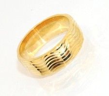 Technibond SOLID BAND RING Textured 14K Yellow Gold Plated Silver 925 Size 8