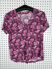 Loft Floral/bird print V neck Tee size M