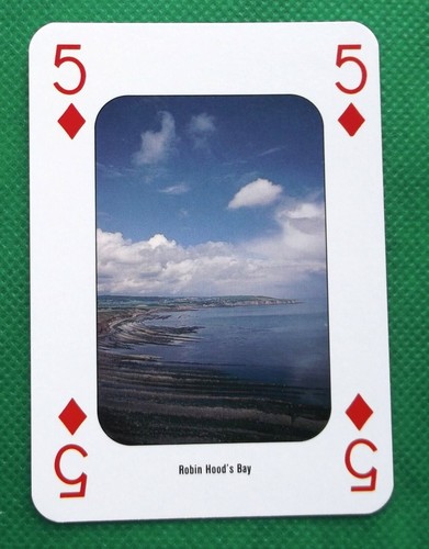 1 x Spielkarte Yorkshire Robin Hood’s Bay 5 of Diamonds Y2