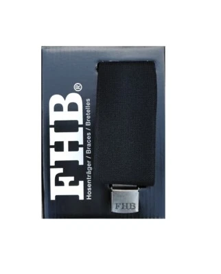 FHB Herkules-Hosenträger Sönke extra breit 5cm und lang 140cm schwarz Lederkreuz