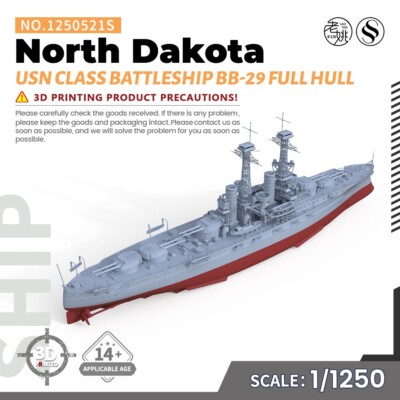 SSMODEL SS1250521S 1/1250 USN North Dakota Class Battleship BB-29 Full Hull