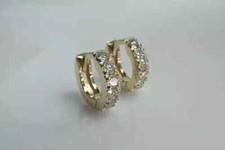 1.00Ct Round Cut Simulated Diamond Huggie Hoop Earrings 14K Yellow Gold Plated