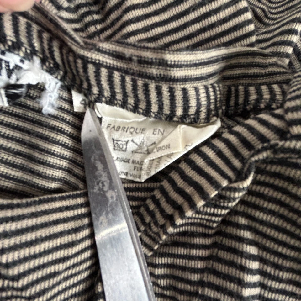 Vintage Franck Olivier Paris Womens Black Ivory Striped Hoodie Size 40 Pullover - Image 4 of 4