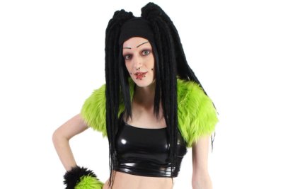 Lime Neon Green Faux Fur Cyber Goth Shrug Shawl Lip Service