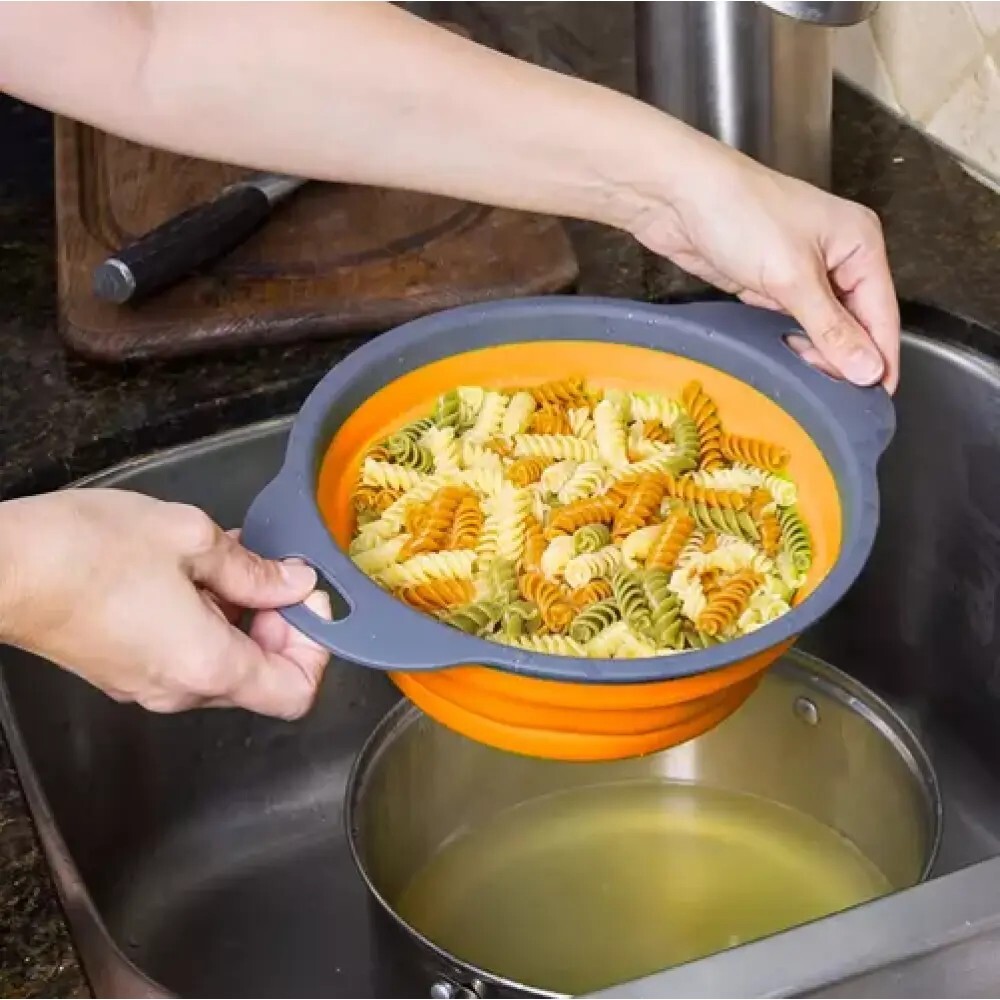 Scolapasta Silicone Pieghevole 24cm - Cestello Salvaspazio Cucina