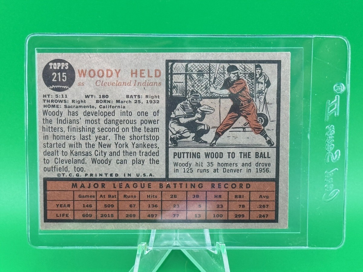 1962 Topps Baseball Card #215 Woody Held Cleveland Indians