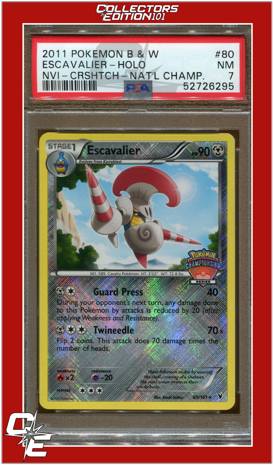 Noble Victories 80 Escavalier Holo Crosshatch-2011 National Championships PSA 7