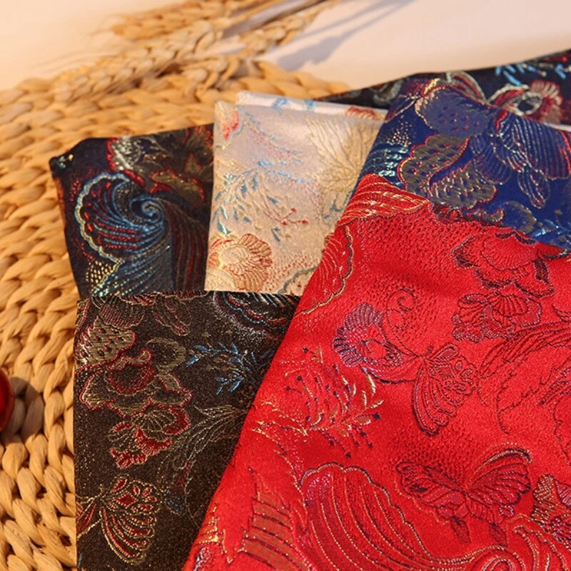 Kunstseide Satin Stoff Handwerk Brokat Damast Bestickt Blumen DIY 148 100cm - Bild 4 von 4