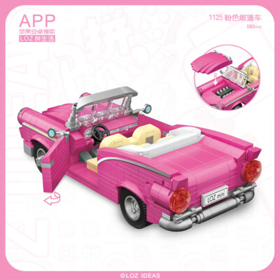 LOZ 1125 Pink Roadster wedding car Diamond Building Blocks iBlock