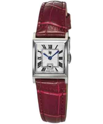 Lip Churchill C18 671624 Womens Red Leather Straps Silver Dial Watch 21 mm