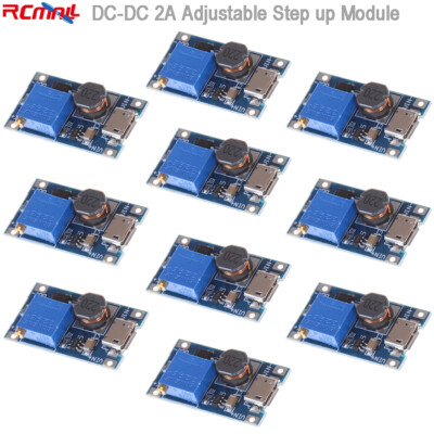 10pcs Adjustable DC-DC 2A 2-24V Step up Boost Module Voltage Converter Micro USB